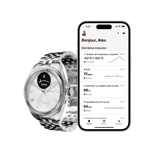 ScanWatch Nova Brilliant 39 mm Edition argent - Montre connectée - Withings
