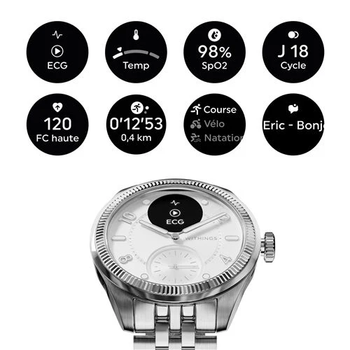 ScanWatch Nova Brilliant 39 mm Edition argent - Montre connectée - Withings