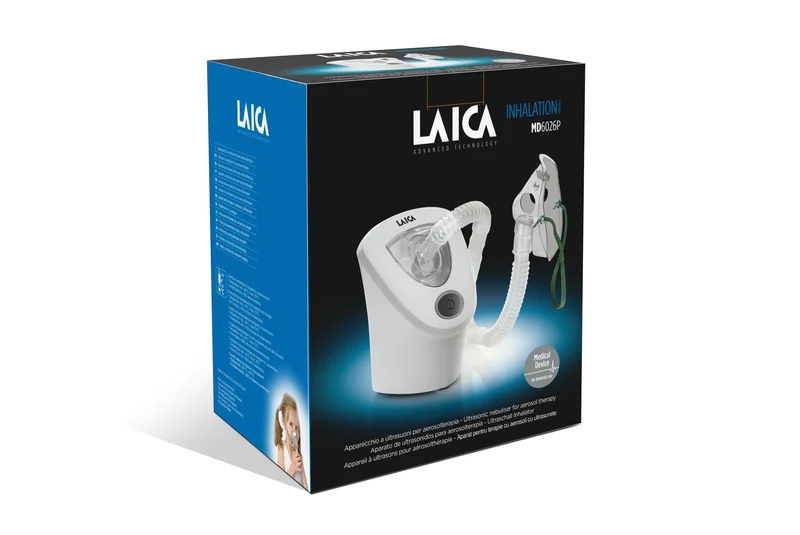 Inhalateur à ultrasons Laica SECOND CHANCE (MD6026P) - dispositif d'inhalation pour enfants et adultes - dispositif aérosol - avec 2 embouts buccaux | Maintenant temporairement avec thermomètre GRATUIT
