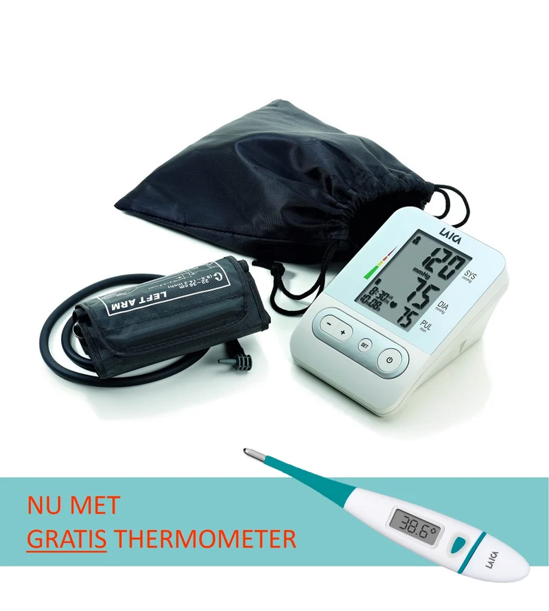 Tensiomètre automatique au bras Laica (BM2301) - mémoire max 120 mesures | Maintenant temporairement avec thermomètre GRATUIT
