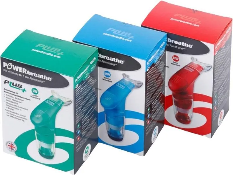 POWERbreathe Atemtrainer Plus, blau, Widerstand mittel