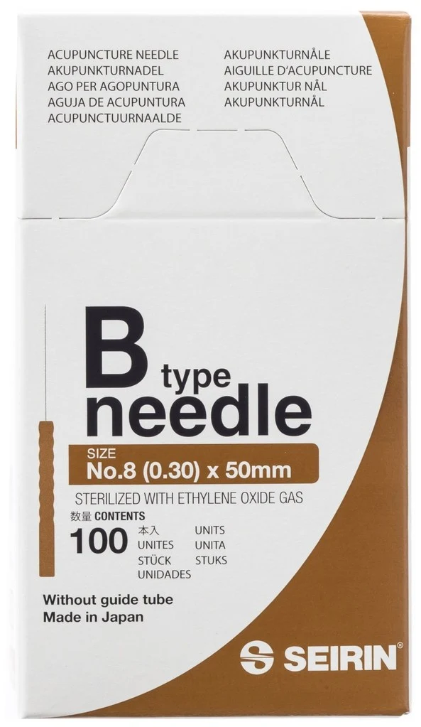 Seirin B-Type No. 8, 0.30 x 50 mm, braun, 100 Stück
