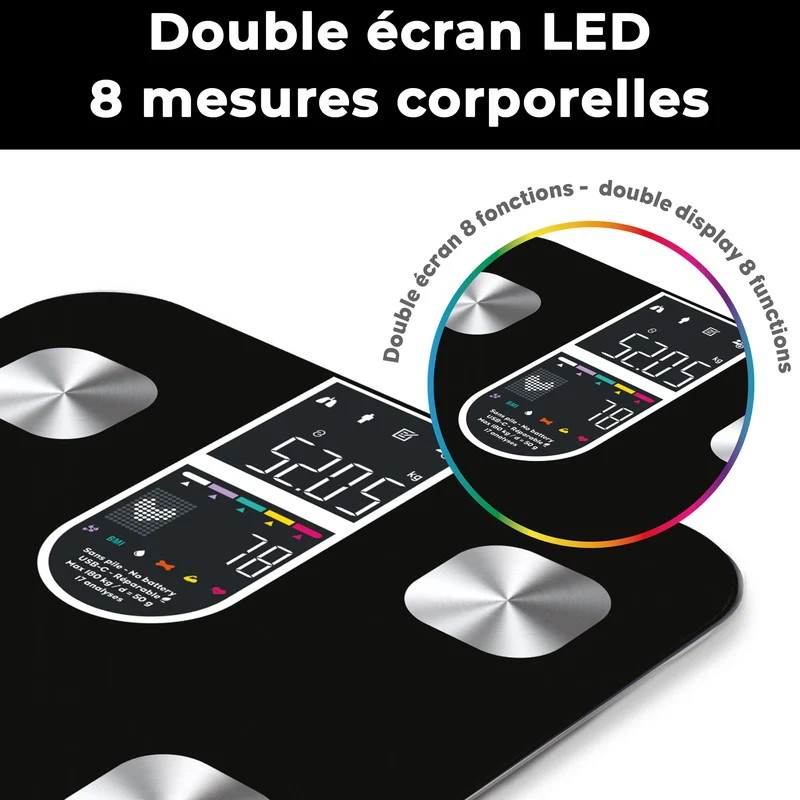 Cardio-impédancemètre connecté, Cardio X4 Visio+ USB-R Noir