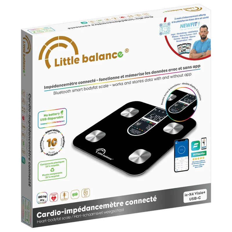 Cardio-impédancemètre connecté, Cardio X4 Visio+ USB-R Noir