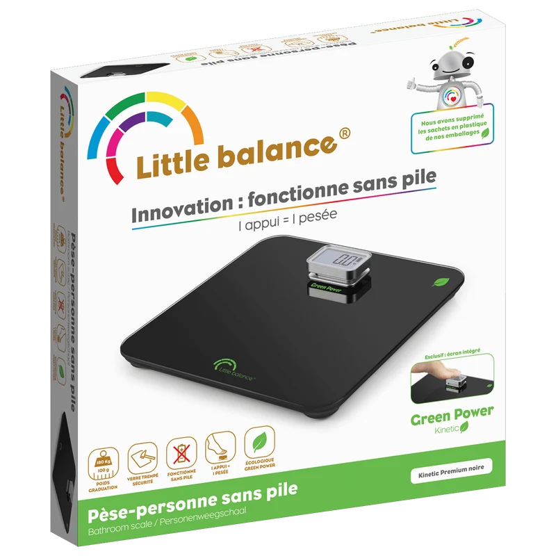 Pèse-personne, Kinetic Premium Noir, Sans pile