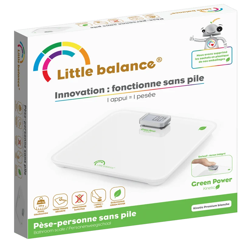 Pèse-personne, Kinetic Premium Blanc, Sans pile