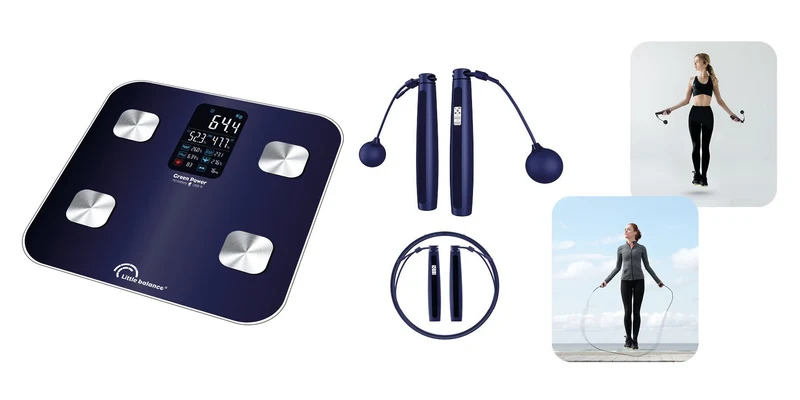 Impédancemètre + Corde à sauter connectés, Connect Easy Jump USB, Sans pile