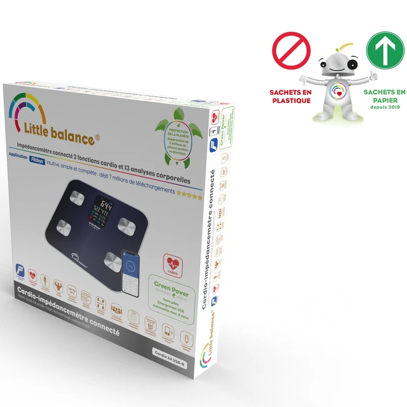 Impédancemètre-Cardio connecté, CardioX4 USB, Sans pile