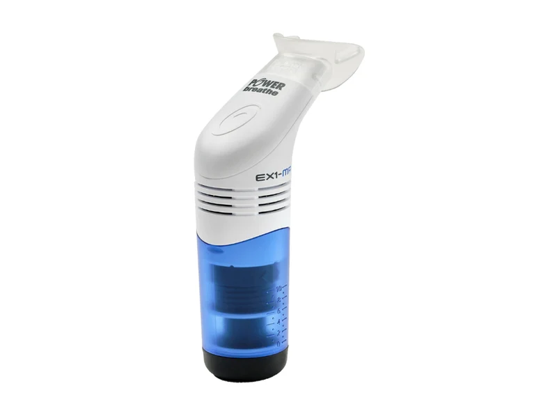 POWERbreathe Atemtrainer EX1 EMT – MR, weiss-blau, Widerstand mittel