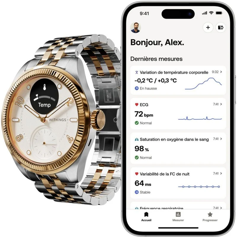 ScanWatch Nova Brilliant 39 mm Edition or - Montre connectée - Withings