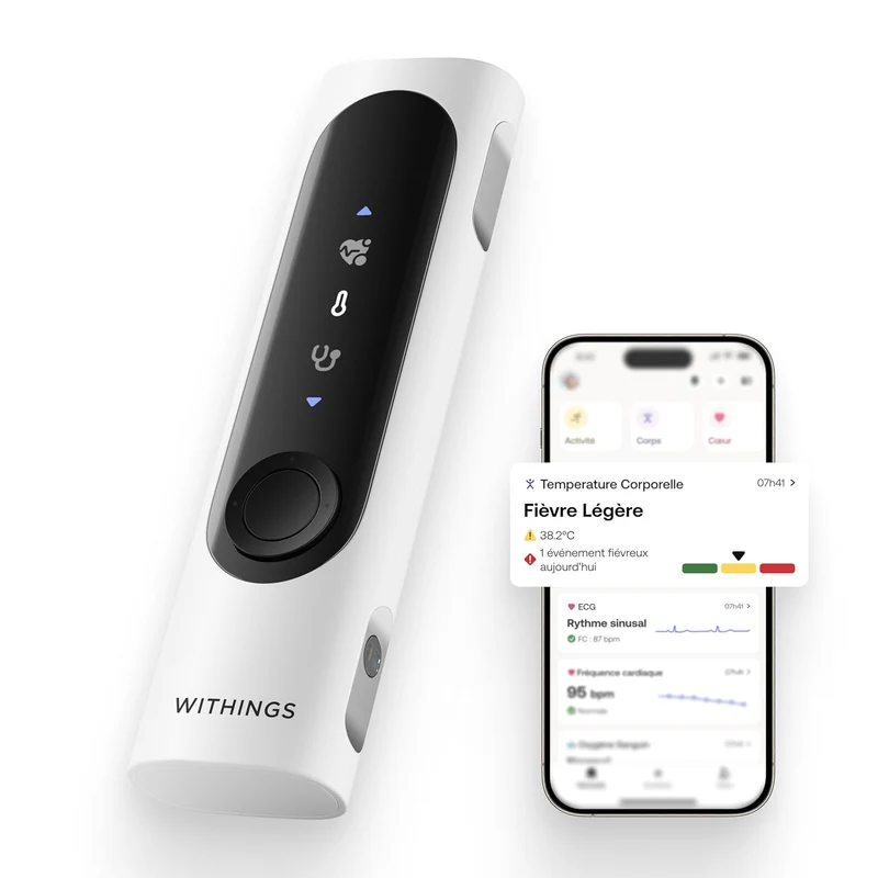 BEAM'O 4-en-1 - Thermomètre Connecté Sans Contact. MultiScan de santé. Moniteur ECG. Oxymètre de Pouls. Stéthoscope digital. Enfants & Adultes- Withings