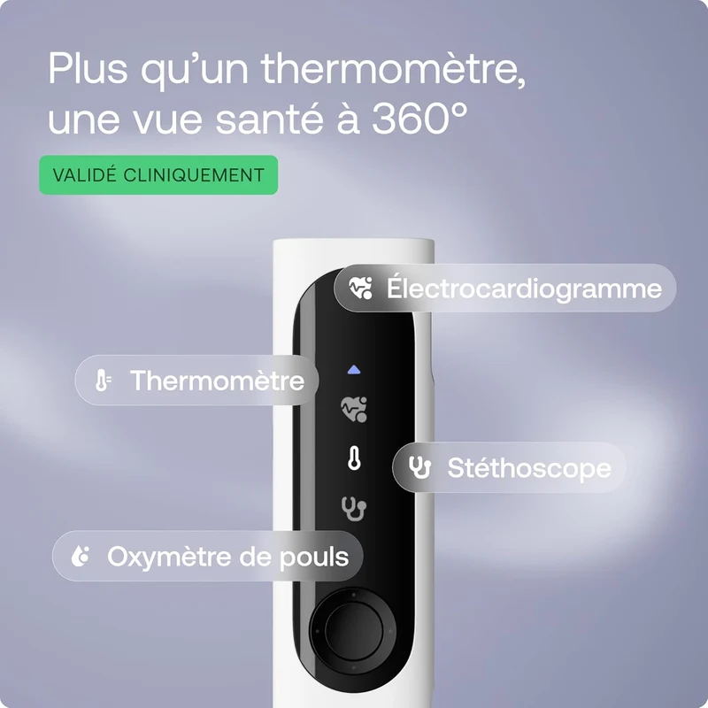 BEAM'O 4-en-1 - Thermomètre Connecté Sans Contact. MultiScan de santé. Moniteur ECG. Oxymètre de Pouls. Stéthoscope digital. Enfants & Adultes- Withings