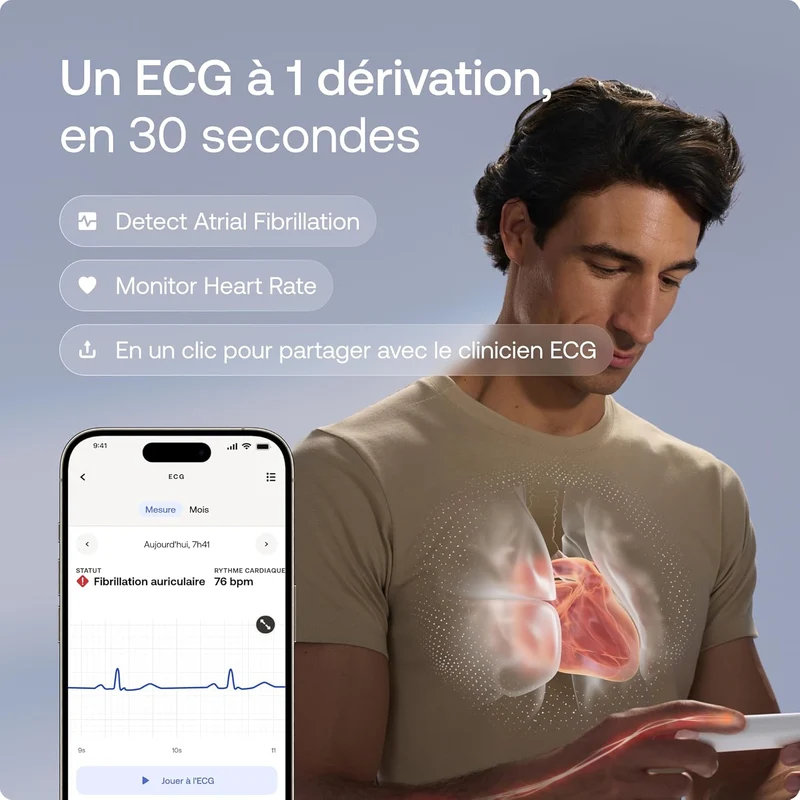 BEAM'O 4-en-1 - Thermomètre Connecté Sans Contact. MultiScan de santé. Moniteur ECG. Oxymètre de Pouls. Stéthoscope digital. Enfants & Adultes- Withings
