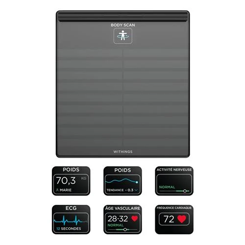 Body Scan Black / Noir - Balance et Station de santé connectées Wi-Fi – Withings