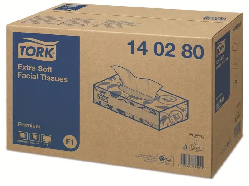 Tork Kosmetiktücher Box, Zickzack-Falzung, 2-lagig, 20 x 20.8 cm, 30 x 100 Tücher