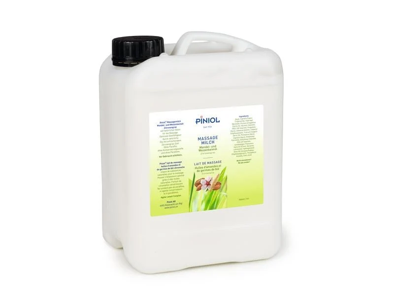 Piniol Massagemilch Mandel- und Weizenkeimöl, ohne Paraffin mit Zitronengras, 5 Liter