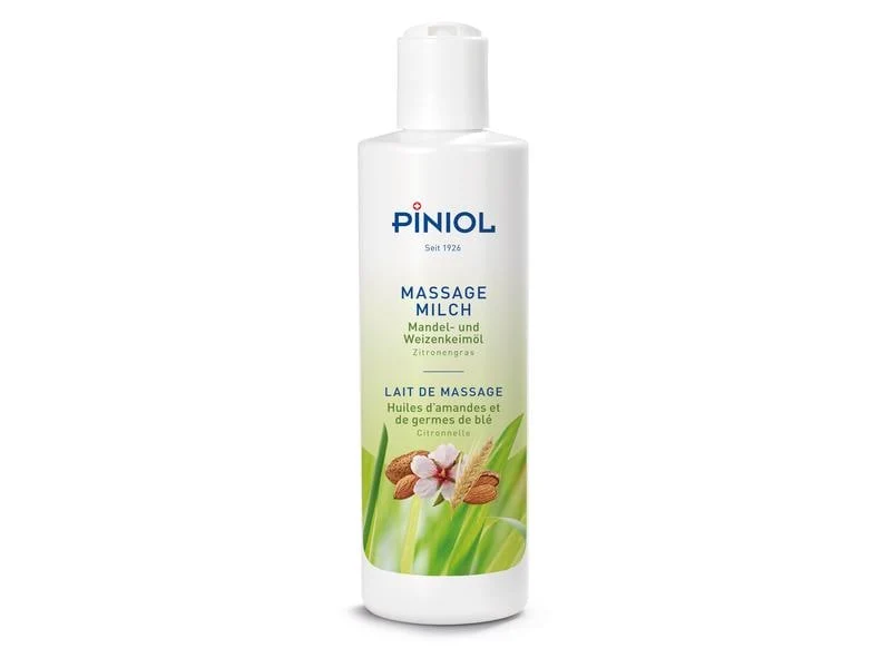 Piniol Massagemilch Mandel- und Weizenkeimöl, ohne Paraffin mit Zitronengras, 250 ml