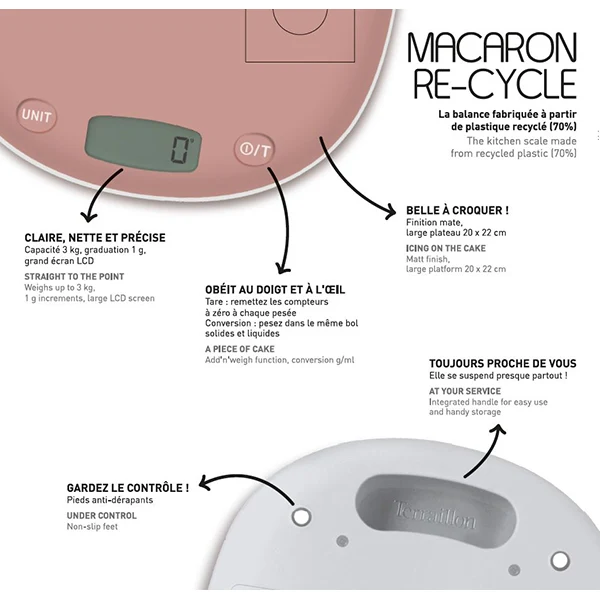 Balance de cuisine digitale 3 kg Macaron Re-Cycle Terraillon