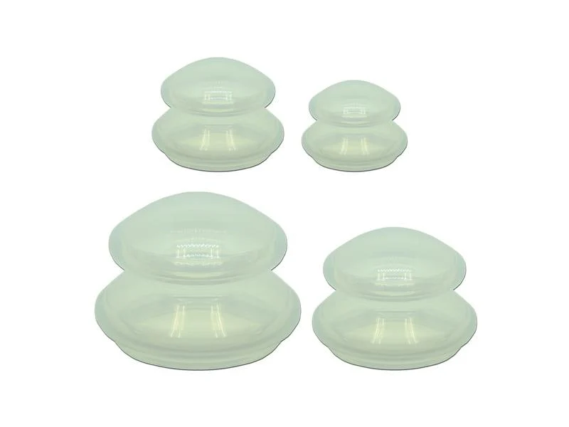 Diverse Silikon Schröpfglas, 4er Set, 4 - 7 cm
