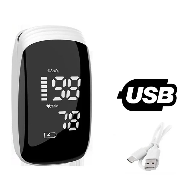Saturomètre de Doigt / Oxymètre de Pouls Professionnel à Ecran LED Rechargeable via USB