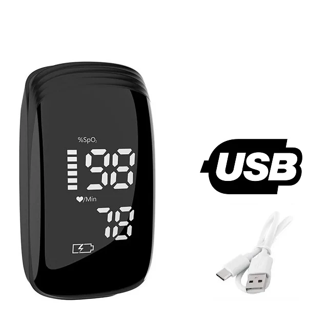 Saturomètre de Doigt / Oxymètre de Pouls Professionnel à Ecran LED Rechargeable via USB