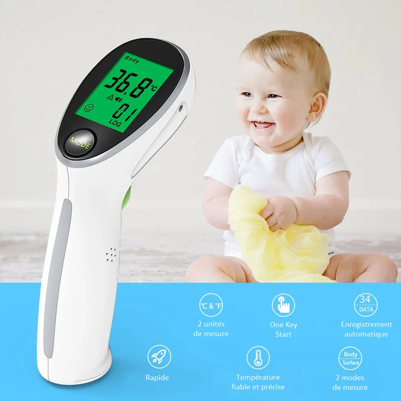 Thermomètre Médical Frontal Sans Contact Infrarouge pour Adulte et Bébé
