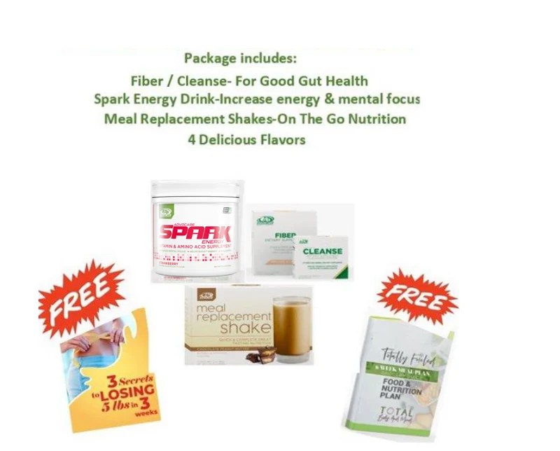 Detox & Reboot 10 Day Cleanse, Spark 42 Servings & Meal Replacment Shakes, 6 Week Meal/Menu Guide, E-Book, Cook Book