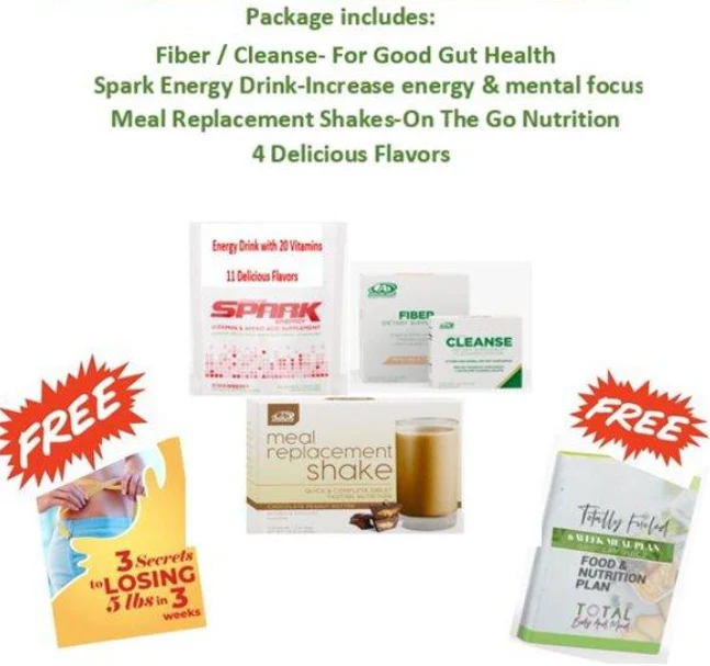 Detox & Reboot Package One-10 Day Cleanse, Spark 14 serving, Meal Replacement Shakes, 6 week Meal/Menu guide, E-Book, Cook Book