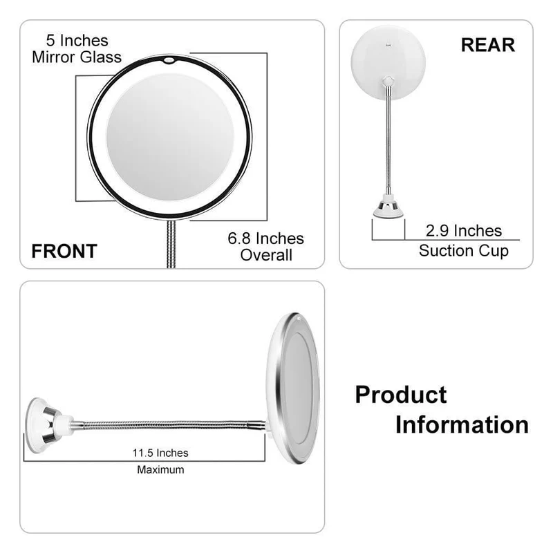 Miroir circulaire flexible 6.8" LED Lighted