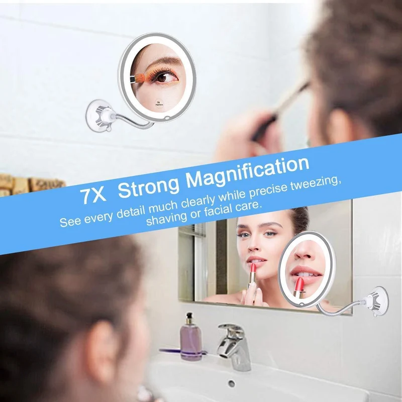 Miroir circulaire flexible 6.8" LED Lighted