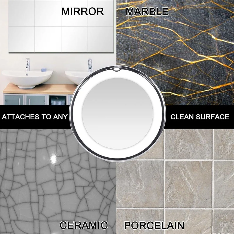 Miroir circulaire flexible 6.8" LED Lighted