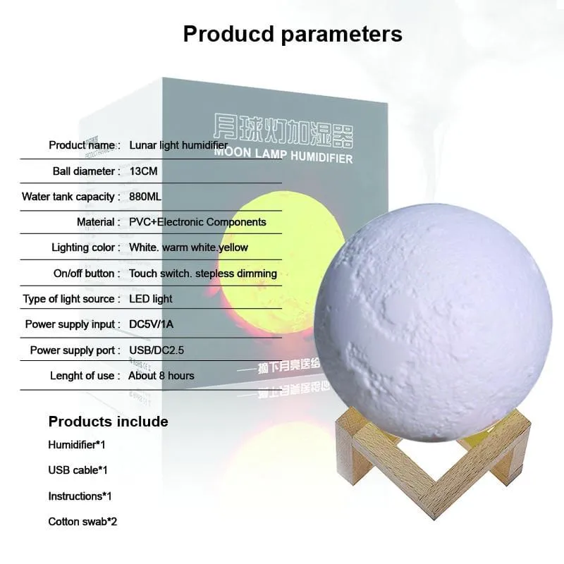 3D Lune Lampe Humidificateur Diffuseur Aroma