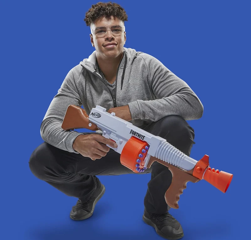 Nerf Fortnite DG Dart Blaster - 15-Dart Rotating Drum, Pump Action, 15 Official Nerf Darts