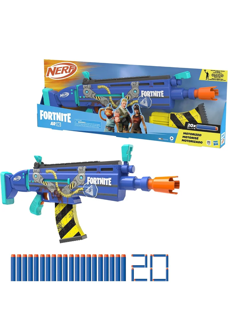 NER FORTNITE AR OG 10-Dart Removable Clip, 20 Nerf Elite Foam Darts, 2 Flip-Up Sights, Gifts For Kids Ages 8+