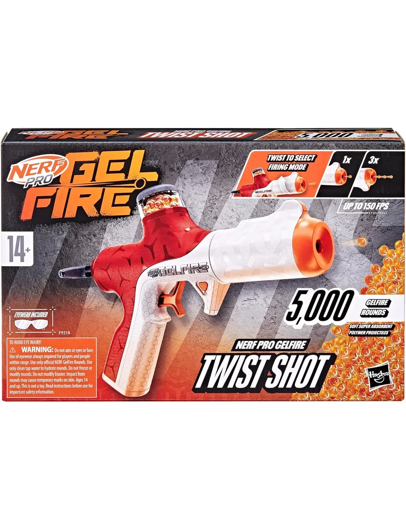 Nerf Pro Gelfire Twist Shot Blaster, 150 FPS, 5,000 Gelfire Rounds, T-Pull Priming, Integrated 80 Round Hopper, Eyewear, Ages 14+