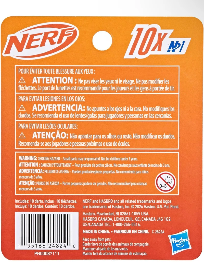Nerf N Series N1 Darts, Includes 10 Refill Darts, Compatible Only with Nerf N Series Blasters, Outdoor Games, Ages 8+