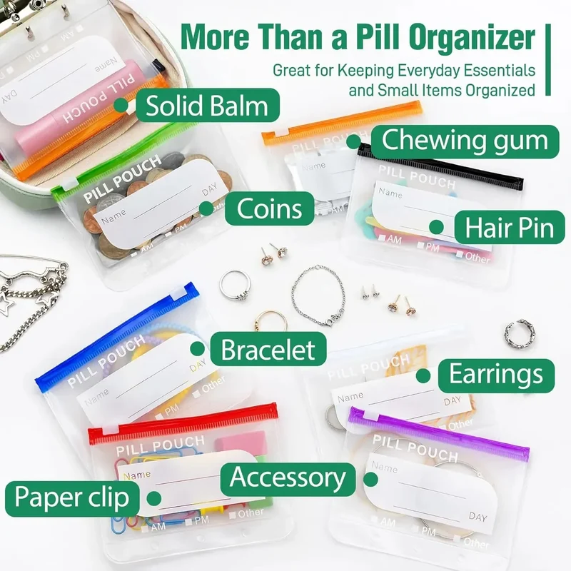 Organisateur Multifonction 14 Pochettes Détachables – Classeur de Rangement en Cuir PU pour Pilules, Bijoux et Accessoires