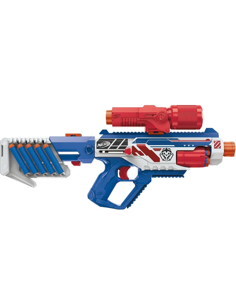 Nerf Rebel Ops Operation Vanguard Strikepoint Blaster 24 Nerf Foam Darts, Shieldstock & Scope-Barrel Attachments, Kids Gift Toys, Ages 8+