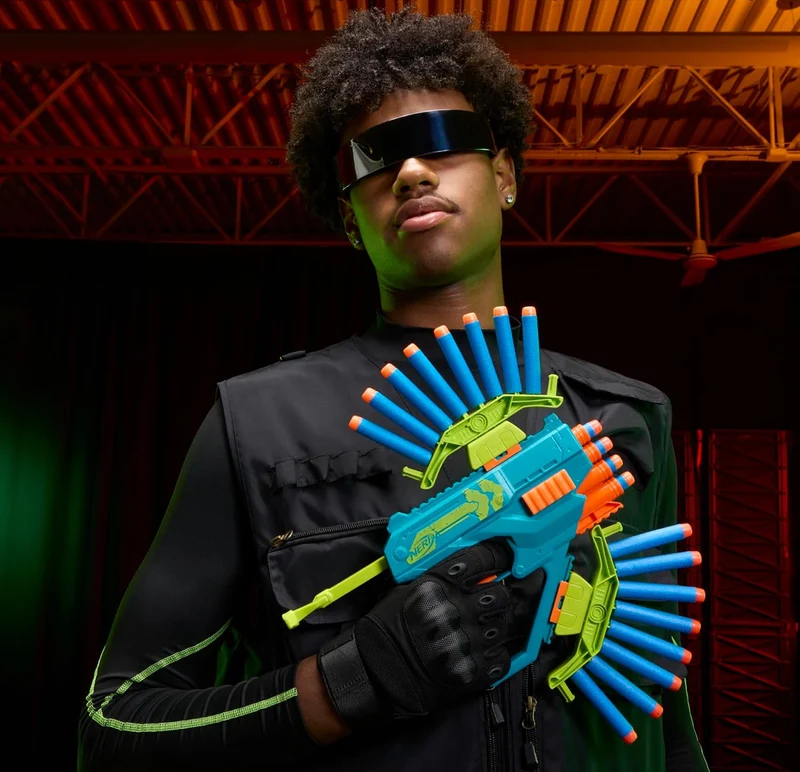 Nerf Rebel Ops Ammohawk Blaster 20 Foam Darts & 2 Dartshields, Outdoor Action Play, Ages 8+