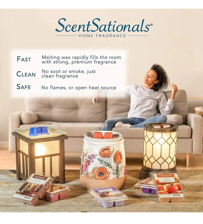 Scentsationals Wax Melts, Wax Cubes Strong Scent - Cuddle Up - Long Lasting Scented for Warmer - 4Pk