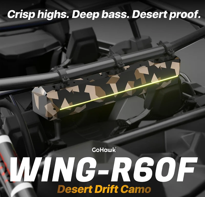 25" UTV Sound Bar, 8 Speaker ATV Sound Bar for 1.5"- 2.25" Roll Cage 600W 8-speaker system with RGB lights, FM radio, for off-road, marine and golf carts. Fits 1.5"-2.25" roll bars.