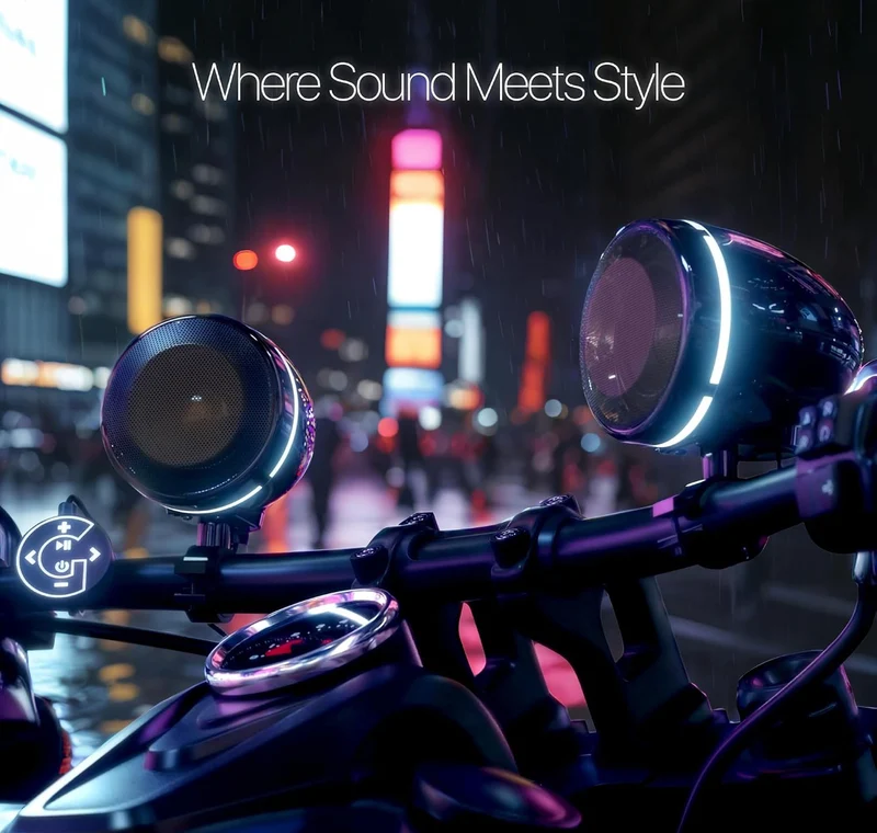Motorcycle Bluetooth Speakers 4 Inch Motorcycle Radio with LED Ring Waterproof 300W Speakers, Built-in Amplifier, USB/AUX,Wired Control, Great for Harley, ATV, scooters 4-Wheeler