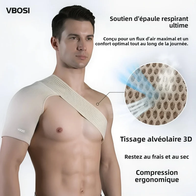 Attelle d’Épaule Respirante & Réglable – Manchon de Compression & Maintien Sportif