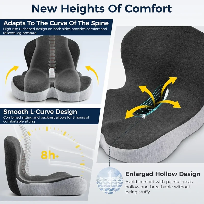 Coussin ORTHO 2 en 1 pour Coccyx & Lombaires à Mémoire de Forme