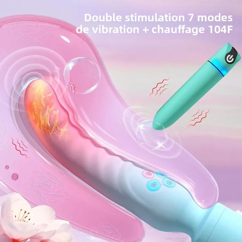 WANDY - Vibromasseur Chauffant pour Femme – Double Stimulations Intime avec Vibrations & Chauffage