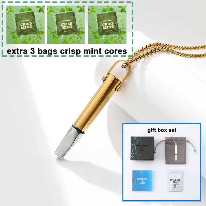 Collier Inhalateur d'Arômes Portable pour Arrêter de Fumer – Diffuseur Personnel Sans Batterie & Sans Vapeur + 3 Recharges OFFERTES