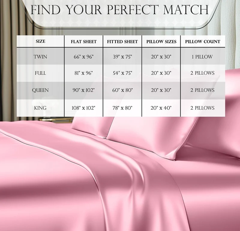 Satin Bed Sheets - 4 PCS Luxury Silky Queen Size Bedding Set - Softer Than Silk, Wrinkle-Free with 15” Deep Pocket Fitted Sheet - (Pink)