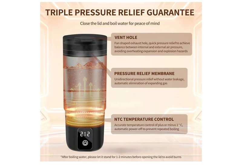 Travel Electric Kettle, Portable Water Boiler w/ 6 Variable Presets,Small w/ Silicone Base Cover 14oz - (Black)