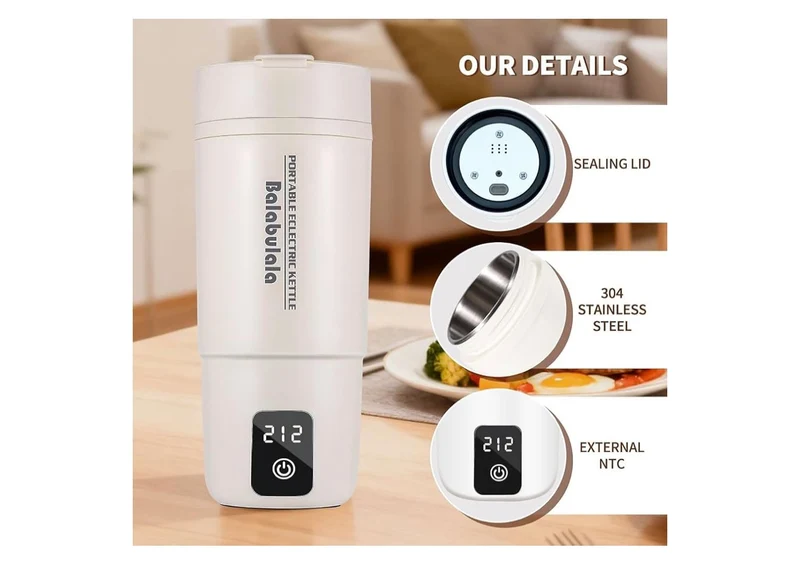 Travel Electric Kettle, Portable Water Boiler w/ 6 Variable Presets,Small w/ Keep Warm Temperature Controls & Boil Dry Protection 14oz - (White)