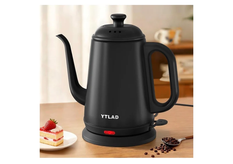 Electric Kettle 1L, 1000W Fast Boiling for Pour-Over Coffee & Tea, Stainless Steel BPA-Free, Precise Flow Spout, Auto Shut-Off & Boil-Dry Protection - (Black)